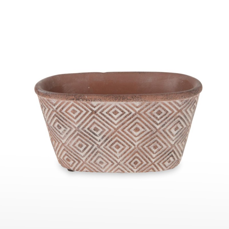 Vaso "Terracota" com adornos a branco